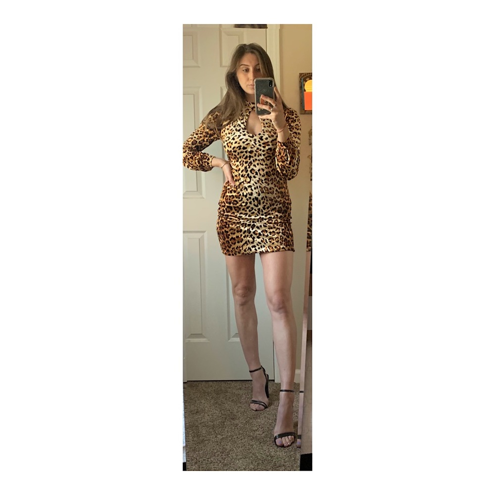 Silence + Noise Velvet Cheetah Print Dress